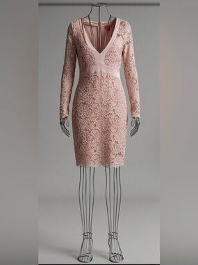 Guess Dusty Pink Long Sleeve Lace Sheath Dress